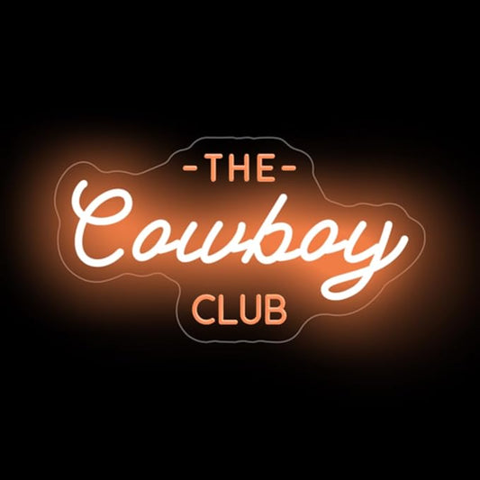 The cowboy club neon sign,Western Rodeo decor,mancave neon Light,Cowboy led wall neon sign,Cowboy room decor, Midwest Princess Led Signs For Bedroom Wall Girl Cave Club Bar Pub Gift-Gold-16.54"x9.45"