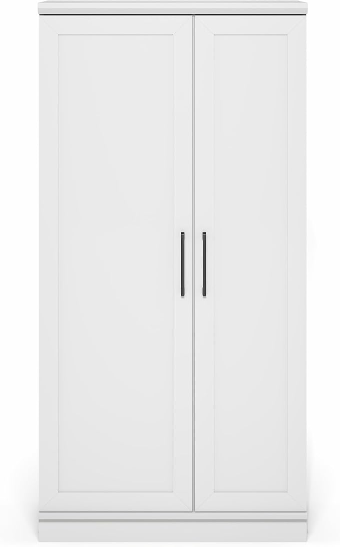Furinno Robin Storage Cabinet, 4-Tier Pantry Cabinet with Adjustable Shelves, 35W with 2 Doors and Door Shelves, Kitchen Cabinet, Organization and Storage, for Pantry, Living Room, Home Office, White
