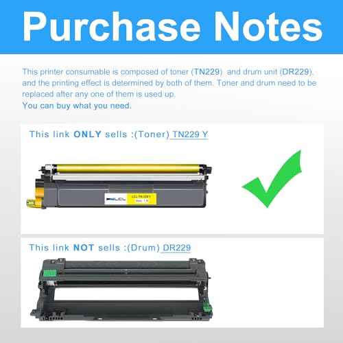 LCL TN229 Yellow Toner Cartridge Replacement for Brother TN229Y TN229XL TN229XLY HL-L3220CDW HL-L3280CDW HL-L3295CDW HL-L3300CDW HL-L8245CDW MFC-L3720CDW MFC-L3765CDW MFC-L3780CDW MFC-L8395CDW (1PK)
