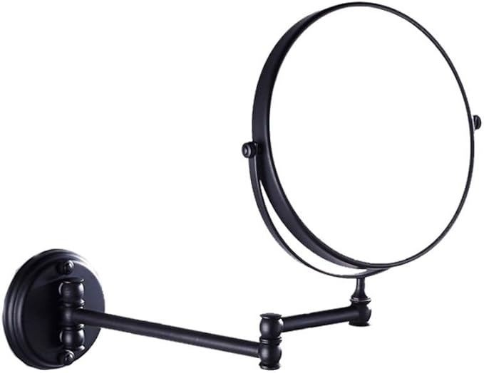 7Trees 8-Inch Retro Bathroom Folding Wall Mount Make-Up Mirror Flip Telescopic Beauty Mirror (Black Antique Brass)