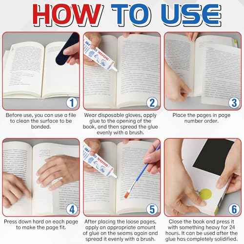 Book Glue, Clear Book Binding Glue, Multipurpose Adhesive for Book Repair and Binding, Envelopes, Paper Crafts, Postcards, DIY, Scrapbook, 110ml
