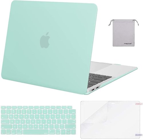 MOSISO MacBook Air 13-Inch Case - Hard Shell with Keyboard Cover & Screen Film | Mint Green, Compatible with M1 Chip (2021-2018)