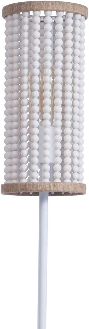 VILUXY Bohemia Boho Floor Lamp with White Wood Beaded Shade for Bedroom, Living Room, Girl Room