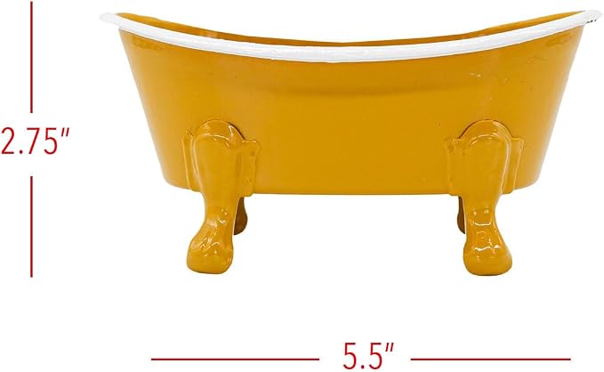 Foreside Home and Garden Mustard Enamel Bathtub Soap Dish Planter Metal by Foreside Home & Garden