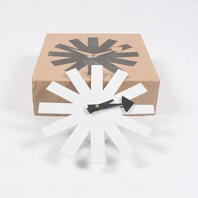SHISEDECO Modern Non Ticking Mid Century Retro Design Decorative Silent Wall Quartz Clocks 10 Inch for Home, Living Room, Office and Bedroom etc.(Asterisk Clock White)