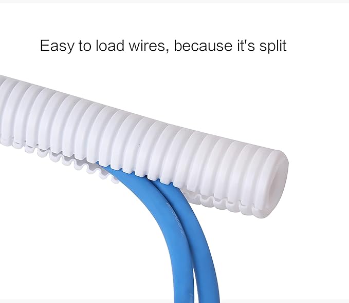 Alex Tech 50ft - 1/4 inch Split Wire Loom Tubing - White
