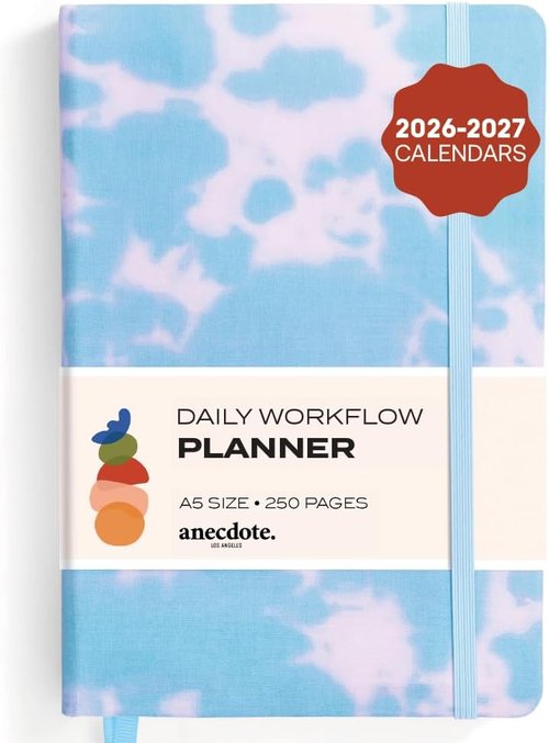 Anecdote Daily Planner - 26 Weeks Undated Calendar | 1 Page Per Day | 8.5" x 5.2" | Hardcover To-Do List Organizer (Tie Dye)