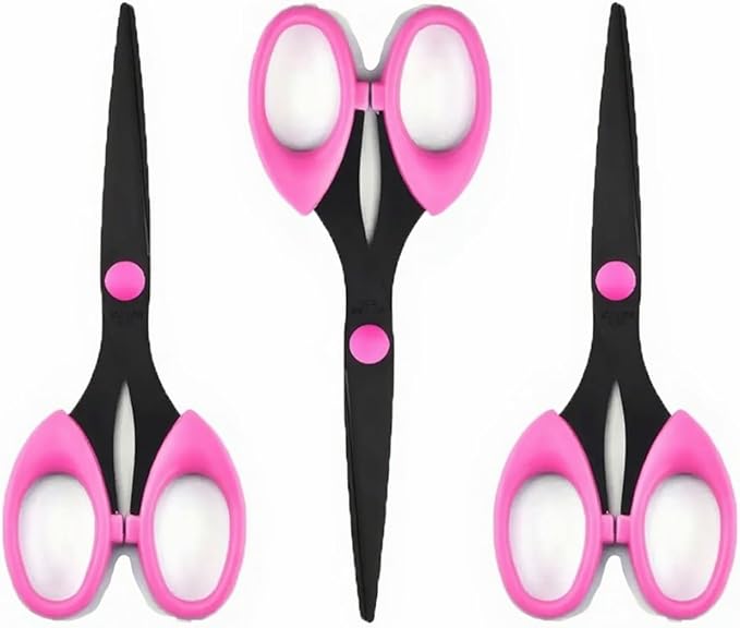 3 Pack 6.5" Multi-Purpose Scissors, Arts and Crafts Scissors,for Office, Home, School and Sewing (Pink)