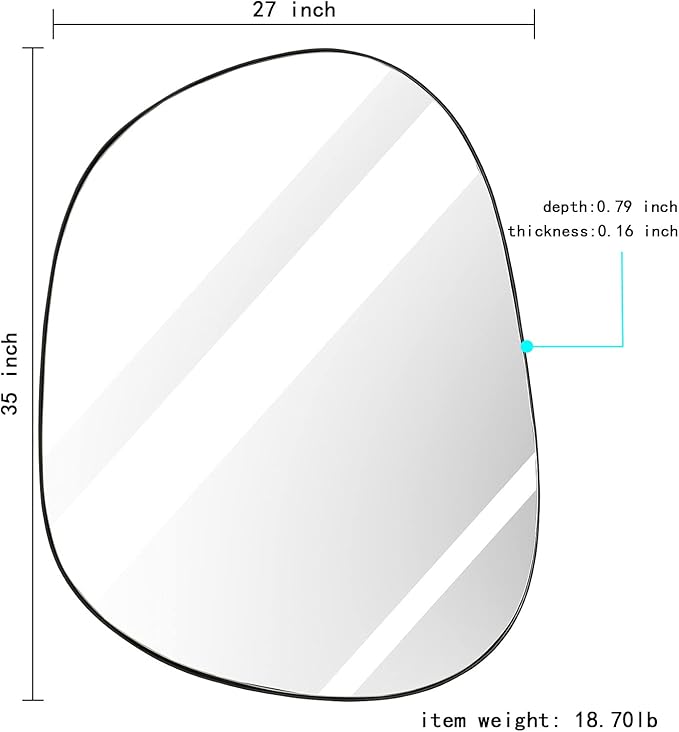 ELEHUME Asymmetrical Wall Mirror for Decor 27"*35", Modern Black Framed Wall Mirror for Living Room Bathroom Bedroom Entryway ELE-STOU-0063HEI
