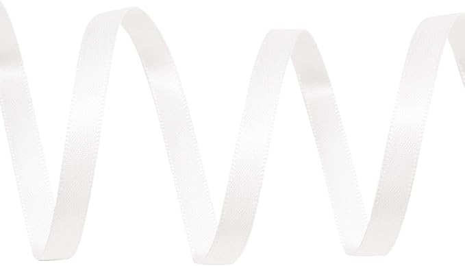 YAMA White Double Faced Satin Ribbon 1/4 Inch 25 Yards Thin White Ribbon for Gift Wrapping Crafts Hair Bows Wedding Party Decoration