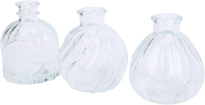 Zerodis Glass Bud Vases, Vases Vintage Elegant Small Flower Wedding Banquets Table Setting Decorative for Birthday Anniversary Tabletop Decor Glass Bud,Transparent