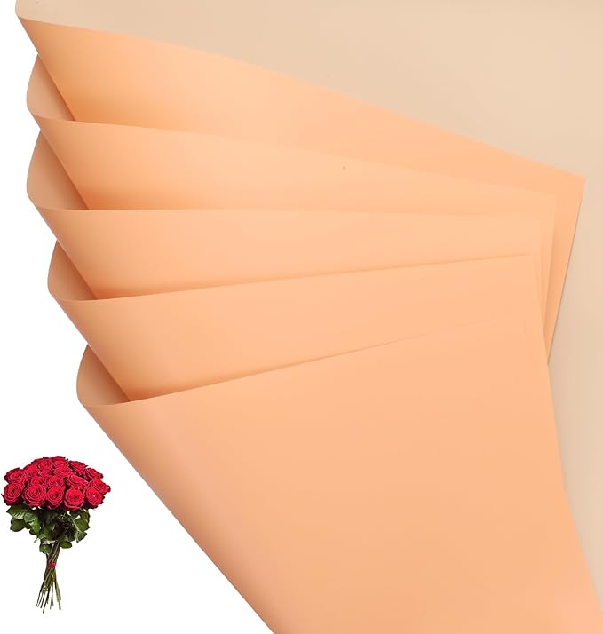 PATIKIL Flower Gift Wrapping Paper, 20 Sheets Double Sided Waterproof Bouquet Paper Wrap Florist Packaging Floral Papers for Wedding DIY Craft Valentine Mother's Day, Beige