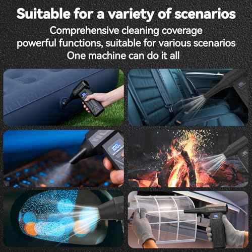 Electric Air Duster, Four-Speed Adjustable Speed ??110000RPM Compressed Air Duster with LED Light, Rechargeable Blower, Dust Collector for Computers, Keyboards, Home, Outdoor and Car