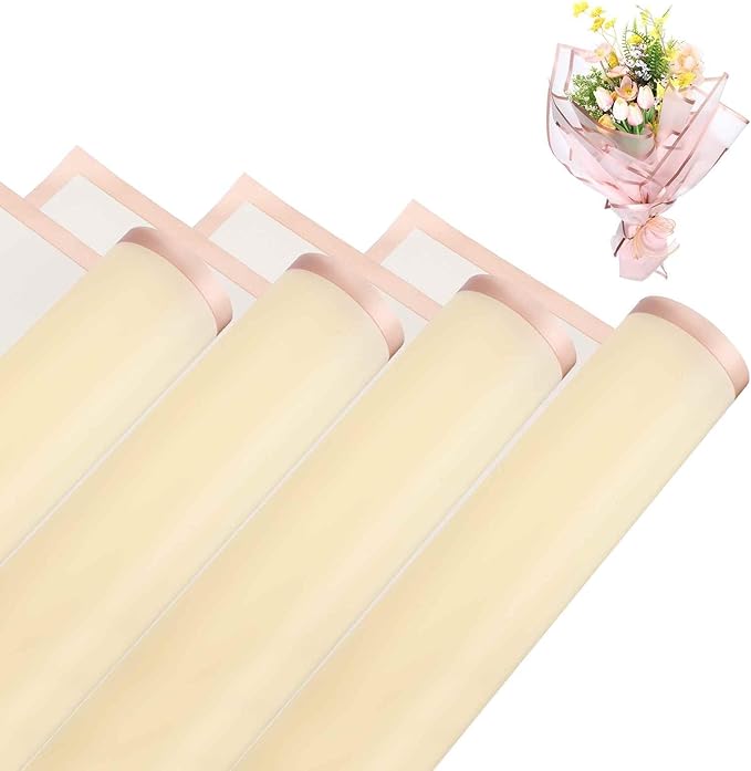 MECCANIXITY Flower Bouquet Wrapping Paper, 56cm/22 Inch Waterproof Floral Wrapping Paper for Flower Bouquet DIY Gift, Wedding, Birthdays, Valentine's Day, Pack of 20(Yellow)