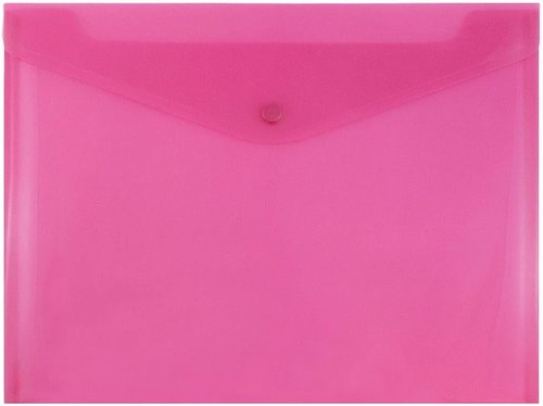 JAM PAPER Plastic Envelopes - Snap Closure for Letter Booklets - 9 3/4 x 13 - Fuchsia Pink - 3 Pack