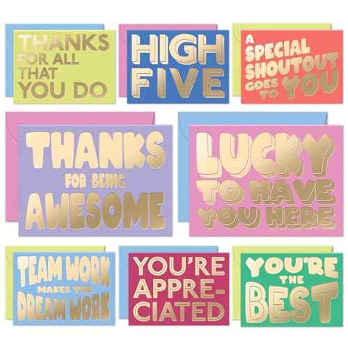 S&O Employee Appreciation Cards for Coworkers - 8 Designs - Assorted Thank You Cards with Envelopes - For Office Staff Recognition, Work Anniversary & Gratitude - Staff Appreciation, 4x5.5¡±