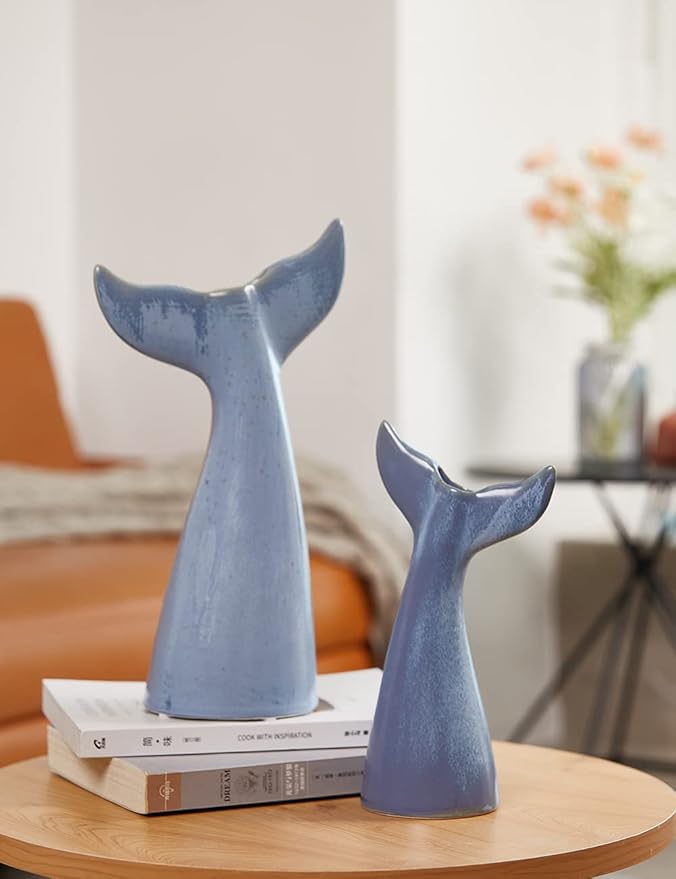 SEINHIJO Ceramic Flower Vase Modern Decor Sculpture Table Centerpiece Statue Home Gifts Arts 8.3inch