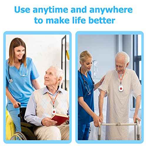 ChunHee Wireless Caregiver Pager Call Button Nurse Alert System Call Bell for Home/Elderly/Patient Emergency Vibration Pager 2 Transmitter+1 Receiver(800+Feet Operating Range)