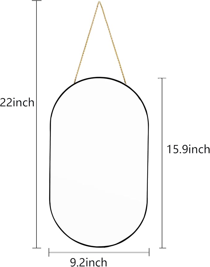 9.2x15.9 inch Black Mirror Oval,Wall Mirror Door Mirror PVC Plastic Frame