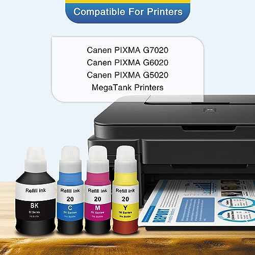 GI-20 G7020 G6020 Ink Bottles Compatible for Canon 20 Ink Refill Bottles for GI 20 GI20 GI-20 Ink Refill Bottles Set, Compatible for Canon G7020 G6020 G5020 MegaTank