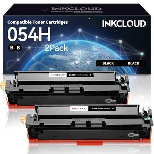 INKCLOUD 054H Black Toner 2-Pack with Chip Compatible Canon 054H 054 Black Toner Work with Canon Color ImageClass MF644Cdw MF642Cdw LBP622Cdw MF642c MF641cw Printer (Black, 2-Pack)