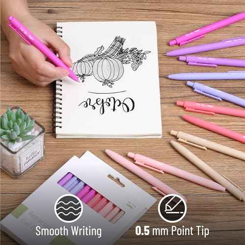 Mr. Pen Retractable Gel Pens, 12 Pack, Black Ink, Fine Point 0.5mm, Retractable, Cute, Aesthetic Pens for Journaling