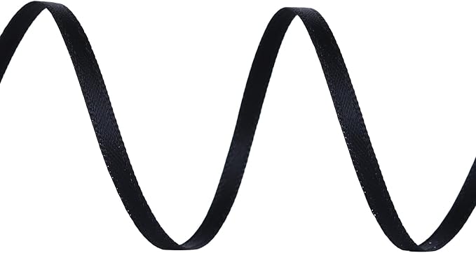 YAMA Black Double Faced Satin Ribbon 1/8 Inch 100 Yards Thin Black Ribbon for Gift Wrapping Crafts Hair Bows Wedding Party Decoration