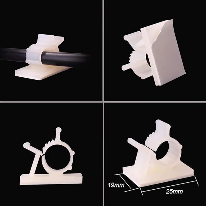 Viaky 30 Pieces White Adjustable Cable Clips Self-Adhesive Desk Organizer Nylon Wire Management Wire Holder