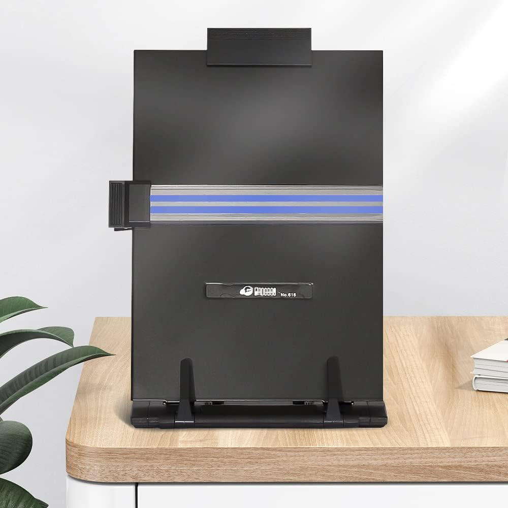 Skiennix Desktop Document Holder Stand - 7 Adjustable Positions for A4 & Letter Size | Black Metal Organizer