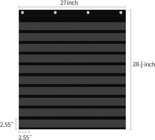 ANCOMEDO Pocket Chart - 100 Pockets with 150 Double-Sided Boho Number Cards | Classroom Organizer (Black)