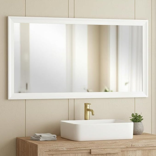 CULER White Wall Mirror for Bathroom,Rectangle 55 x 30 inch Hanging Vanity Dressing Mirrors for Living Room,Bedroom,Entryway