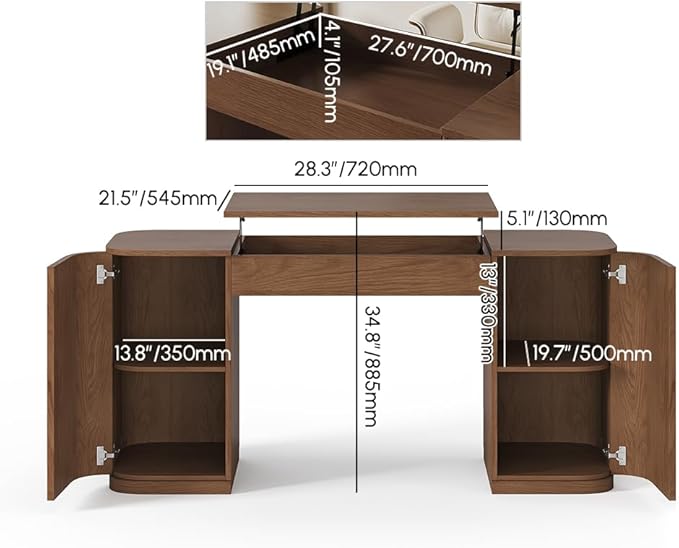 homary 59.8" Modern Standing Desk, Home Office Desk Engineered Wood Office Desk with Lift-Top & Ample Storage for Office, Study, Walnut