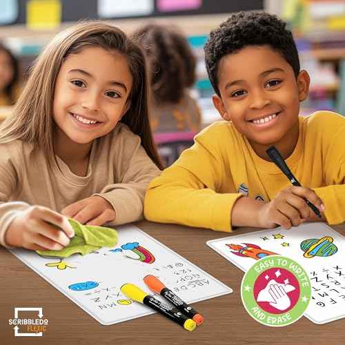 SCRIBBLEDO Small White Board Dry Erase Sheets 9¡±x12¡± for Kids Teacher Class Manipulatives Personal Mini Whiteboards Sheets Students Homeschool Supplies Small Dry Erase Boards Classroom Pack 10 Sheets