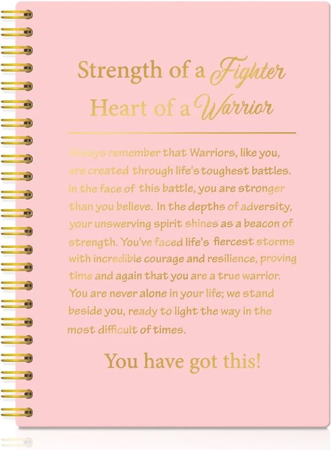 XQLZY Strength of a Fighter Pink Gold Spiral Notebook, Resignation Retirement Promotion Inspirational Gifts for Woman Coworker Boss Friend, Positive Self-Affirmation Gifts for Sister BFF Coworker