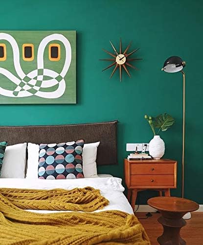 SHISEDECO Wooden Mid Century Art Decorative Modern Silent Sunburst Wall Clocks for Home, Kitchen, Living Room, Office etc., Colorful Retro Design(Sunburst Clock Walnut)