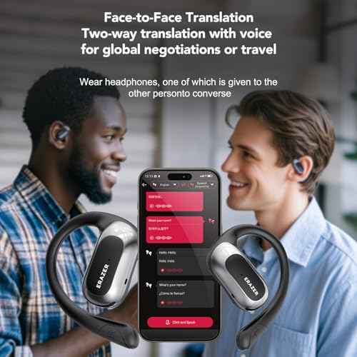 ERAZER X5 AI Language Translation Earbuds Real Time 135 Language Translator Earbuds 4-in-1 Translation Headphones Translating Device Fit iOS & Android Open Ear Ear buds for Travel Business Learning