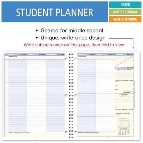 Elan Publishing Company Student Academic Organizer - 8.5" x 11" Weekly View; Dated for 2025-2026 Academic Year (Blue)