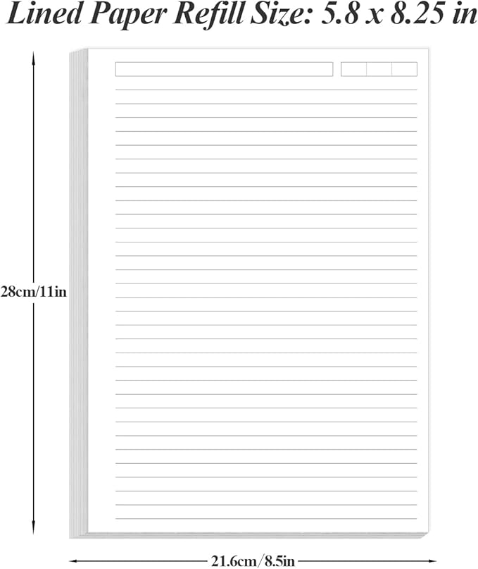 Unpunched Lined Refill Paper - A5 Loose Leaf Paper for Ring Binder/Discbound Notebook Planner Inserts, 100 Sheets/200 Pages,100gsm Ruled White Pages, 5.8" x 8.25”
