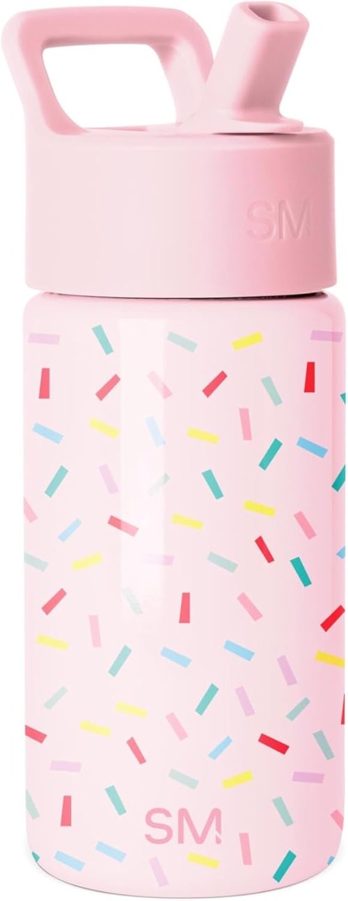 Simple Modern Kids Summit Water Bottle - 14oz Insulated Stainless Steel Tumbler with Straw Lid | Confetti Design