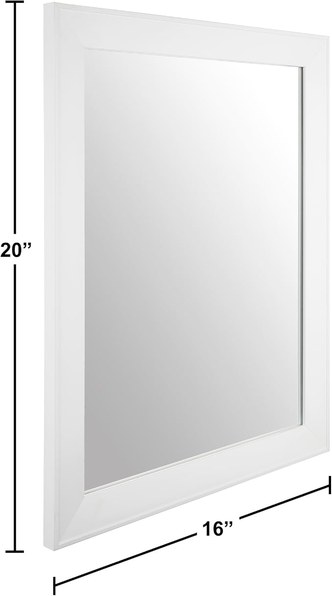 Ruomeng Rectangular Wall Mirror 16" x 20" Framed Mirror for Bathroom, Bedroom, Entryway, Living Room, White