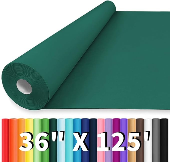 Vanhench 36"x1500" (125') Green Wrapping Paper Roll, Solid Color Art Kraft Craft Paper Roll, Christmas Wrapping Paper, Birthday Bouquet Flower Crafts, Dark Green Bulletin Board Paper
