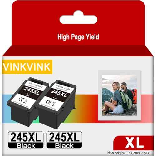 PG-245XL Black Ink Cartridge Replacement for Canon 245XL PG-245 Black Combo Pack for PIXMA MG2420 MG2520 MG2522 MG2525 MG2920 MG2922 MG2924 MG3020 MG3029 MG3022 TR4520 TR4522 TS3120 (2 x Black)