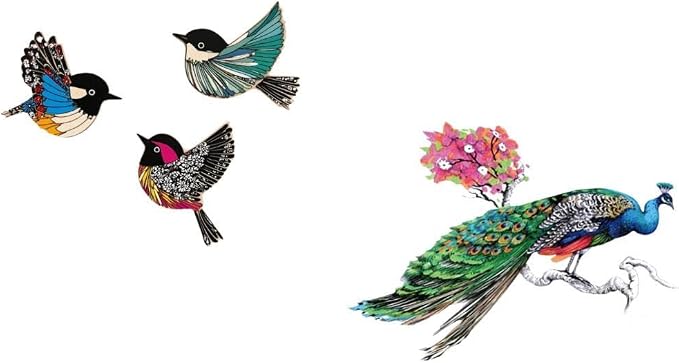 Fenteer Bird Wall Hanging Wooden Bird Wall Art Flying Birds Wall Decor Wooden to Install Material Suitable for Living Room Bedroom