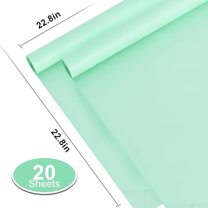 BEISHIDA 20 PCS Turquoise Floral Wrapping Paper-Matte Waterproof Flower Wrapping Paper Bouquet for Florist Supplies, DIY Crafts, Gift Packaging, Wedding, Birthday Gift