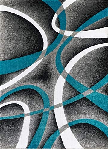 GLORY RUGS Modern Area Rug 8x10 Turquoise Swirls Carpet Bedroom Living Room Contemporary Dining Accent Sevilla Collection 4816