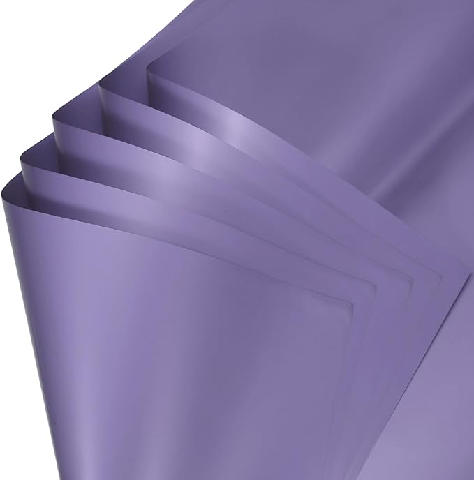 uxcell 60 Sheets Flower Wrapping Paper, 21.5" x 21.5" Waterproof Floral Bouquet Wrapping Papers Florist Supplies for Wedding Party Gift Packaging DIY Crafts, Gray Purple
