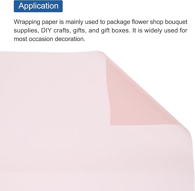 MECCANIXITY Flower Wrapping Fog Paper 22.8x22.8 Inch Waterproof Matte Floral Wrapping Paper for DIY Crafts, Gift/Gift Box Packaging Light Pink 20 Pcs