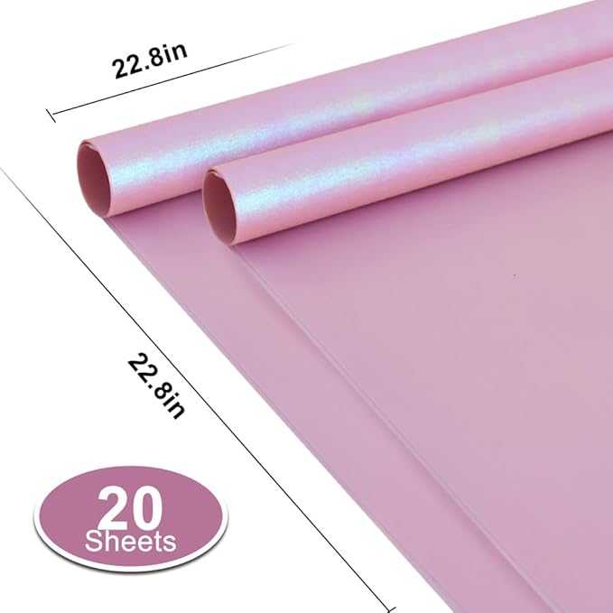 BEISHIDA 20 PCS Purple Floral Wrapping Paper-Iridescent Waterproof Flower Wrapping Paper Bouquet for Florist Supplies, DIY Crafts, Gift Packaging, Wedding, Birthday Gift