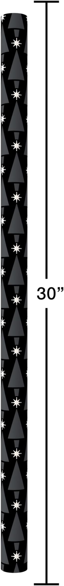 American Greetings Reversible Modern Black Christmas Wrapping Paper Roll, White, Silver, and Black Holiday Gift Wrap (60 sq. ft., 1 Standard Roll Wrap-30 in. x 24 ft.) Fa La La and Trees