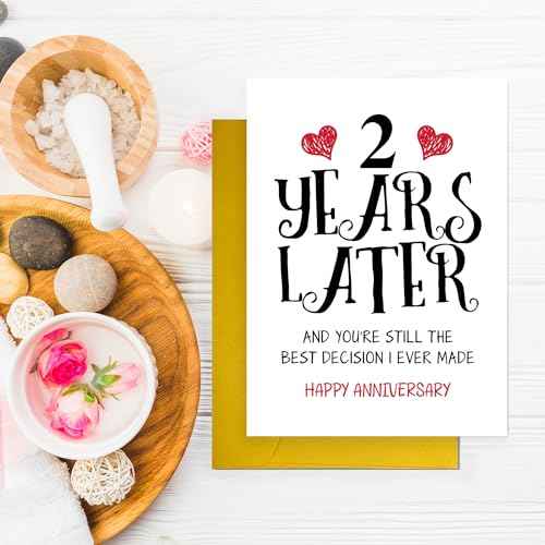 Romantic 2 Years Anniversary Card for Husband Wife, Sweet 2nd Wedding Anniversary Presents, Idea Two Years Wedding Card Gift for Him Her, 2nd Wedding Anniversary Card For Women Men